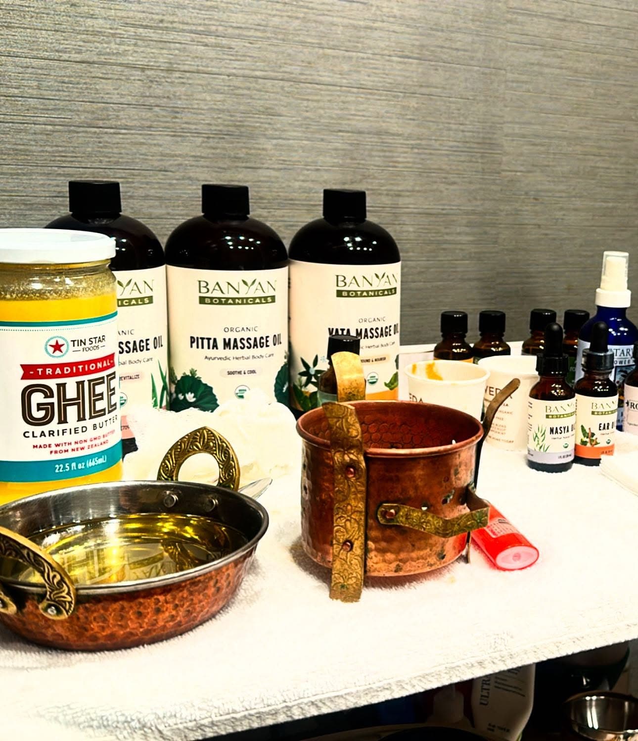 Banyan Botanicals massage oils and ghee for Ayurvedic treatments